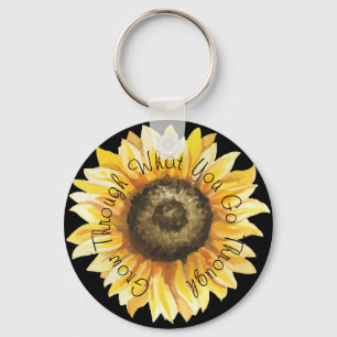 Grow Through What You Go Through Sunflower Keychai Key Ring