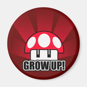 Grow Up Red Mushroom Powerup Magnet
