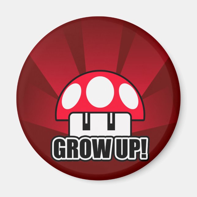 Grow Up Red Mushroom Powerup Magnet (Front)