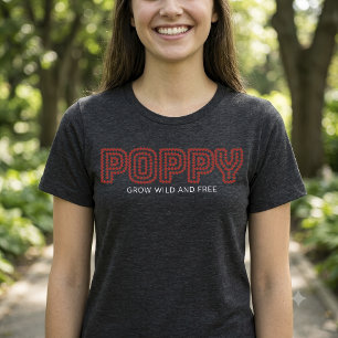 Grow Wild and Free Poppy Flowers Lettering Outline Tri-Blend Shirt