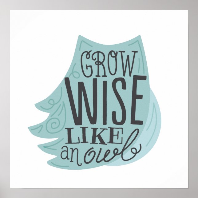 Grow Wise Like an Owl - Children's Art Poster (Front)