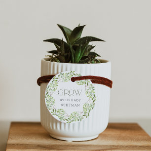 "Grow With Baby" Woodland Wreath Baby Shower Plant Favour Tags