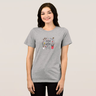 Grow With Love Floral Inspirational Quote  Tri-Blend Shirt