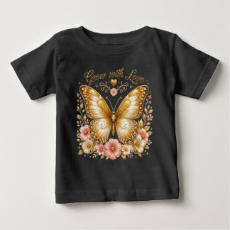 Grow with Love Gold Butterfly Floral Toddler T-Shi Baby T-Shirt