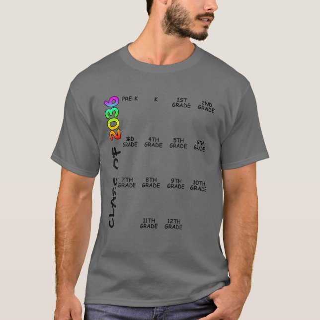 Grow With Me Class Of 2036 Check-Mark Space Pre-K T-Shirt (Front)