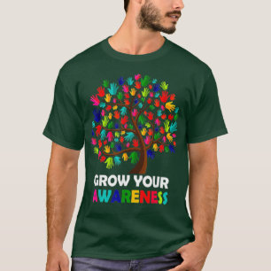 Grow Your Awareness Rainbow Tree Hand Autism Aware T-Shirt