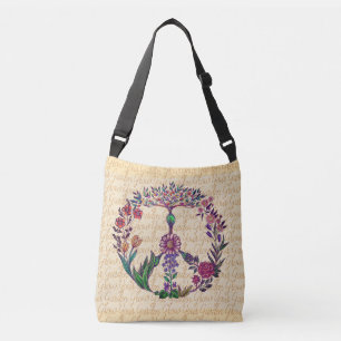 Grow Your Garden colourful peace sign arty drawing Crossbody Bag