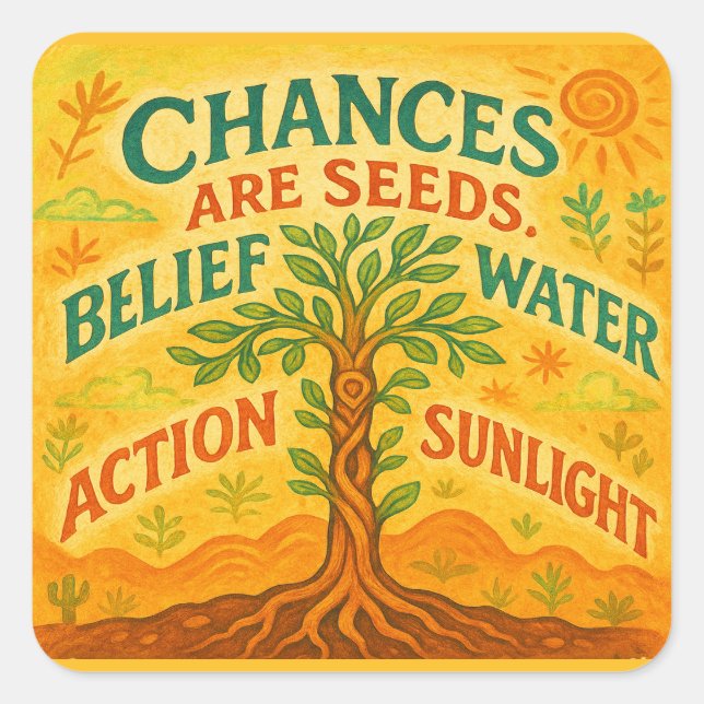 Grow Your Goals Square Sticker (Front)