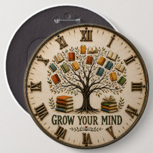 Grow Your Mind Book Reading Teacher Gift 6 Cm Round Badge
