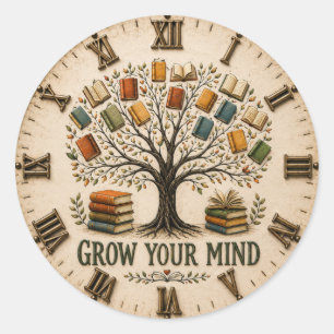 Grow Your Mind Book Reading Teacher Gift Classic Round Sticker