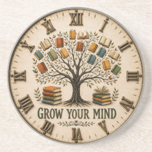 Grow Your Mind Book Reading Teacher Gift Coaster