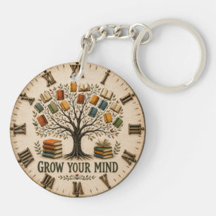 Grow Your Mind Book Reading Teacher Gift Key Ring