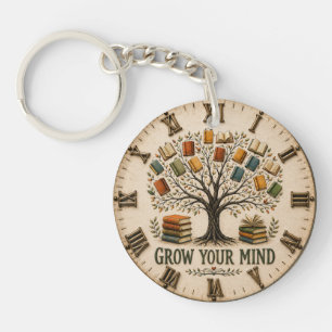 Grow Your Mind Book Reading Teacher Gift Key Ring