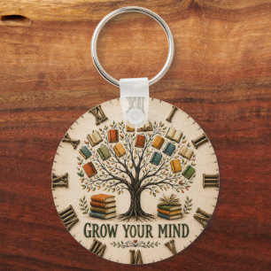 Grow Your Mind Book Reading Teacher Gift Key Ring