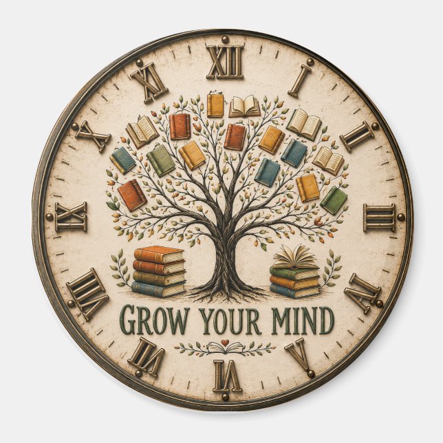 Grow Your Mind Book  Reading Teacher Gift Magnet (Front)