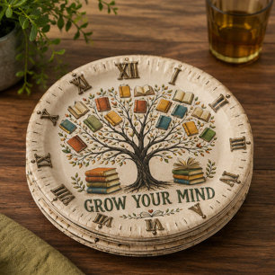 Grow Your Mind Book Reading Teacher Gift Paper Plate