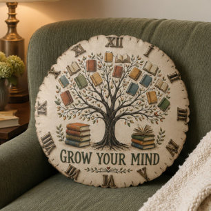Grow Your Mind Book Reading Teacher Gift Round Cushion
