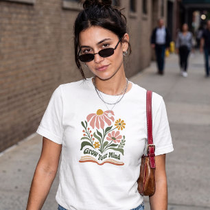 Grow Your Mind Floral Book T-Shirt