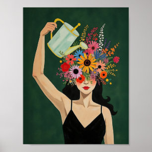Grow Your Mind Moody Emerald Poster