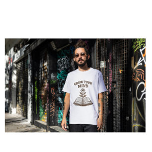 Grow Your Mind • Vintage Book & Floral Illustratio T-Shirt
