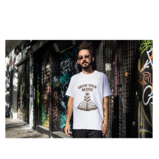 Grow Your Mind • Vintage Book & Floral Illustratio T-Shirt