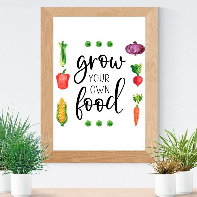 Grow Your Own Food Watercolor Gardener Vegetables  Poster (Creator Uploaded)