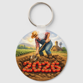 “Grow Your Own Luck Tomato Farming Keychain” Key Ring