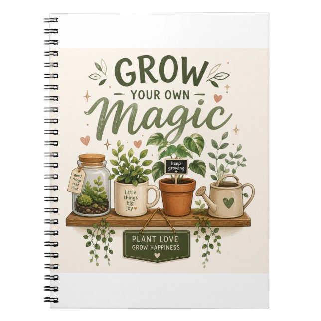 Grow Your Own Magic | Mini Garden Aesthetic Plant  Notebook (Front)