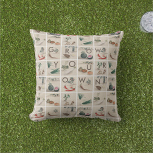 Grow Your Own Vegetables Tile Pattern Cushion