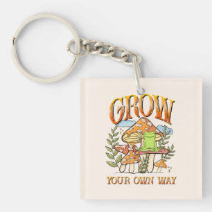 "Grow Your Own Way" Meditating Frog & Mushroom Key Ring