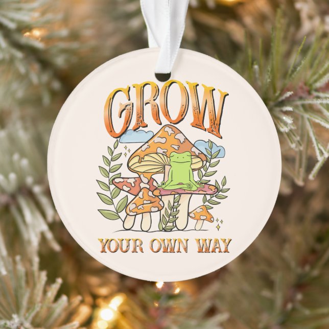 "Grow Your Own Way" | Meditating Frog & Mushroom Ornament (Tree)