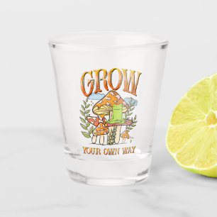 "Grow Your Own Way"   Meditating Frog & Mushroom Shot Glass