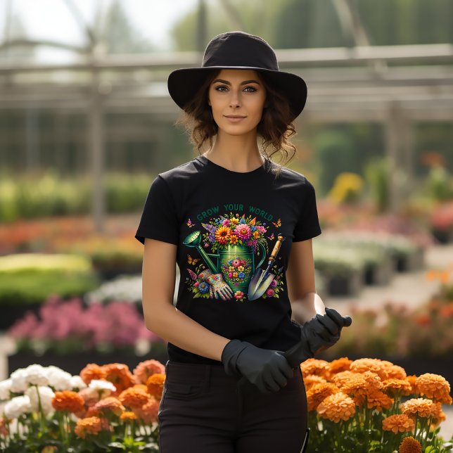 Grow Your World Floral Garden Design T-Shirt (Creator Uploaded)
