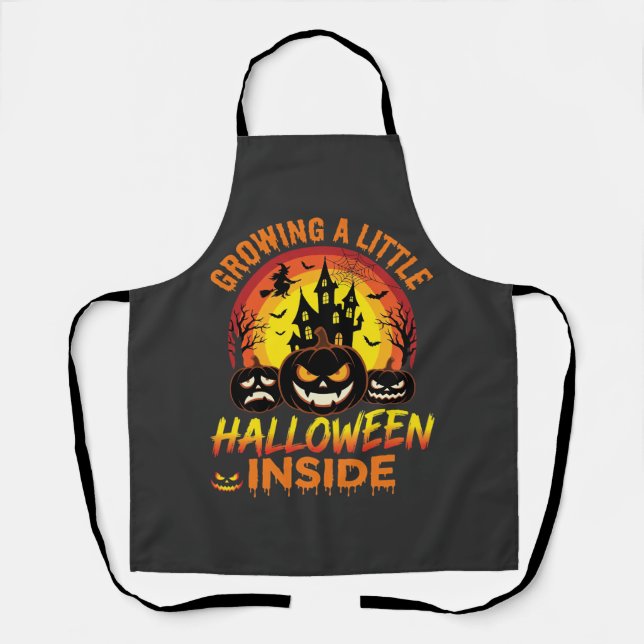 Growing a Little Halloween Inside Haunted Pumpkin  Apron (Front)