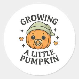 Growing A Little Pumpkin Fall Pregnancy Announceme Classic Round Sticker