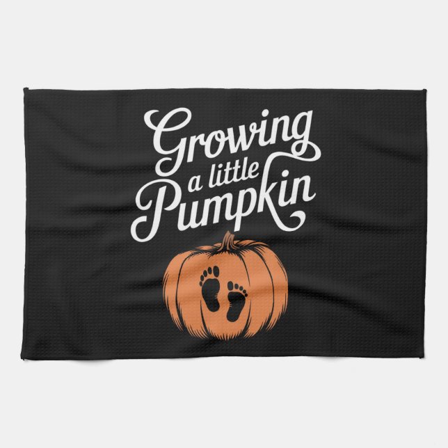 Growing A Little Pumpkin Fall Pregnancy Tea Towel (Horizontal)