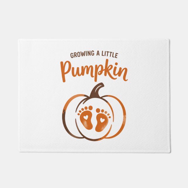 Growing a Little Pumpkin Funny Fall Doormat (Front)