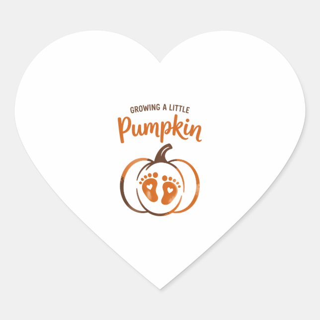 Growing a Little Pumpkin Funny Fall Heart Sticker (Front)
