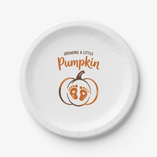 Growing a Little Pumpkin Funny Fall Paper Plate (Front)