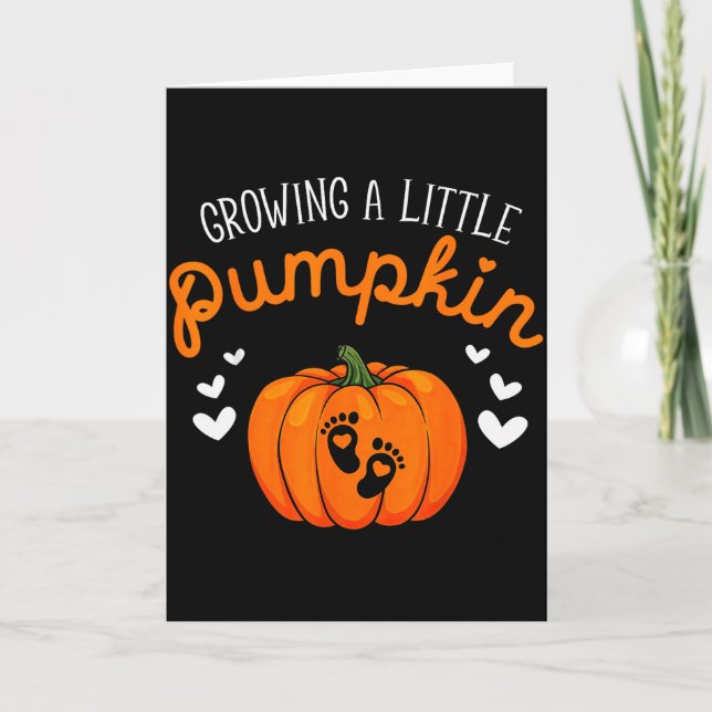 Growing A-little Pumpkin Halloween Pregnancy Annou Card (Front)