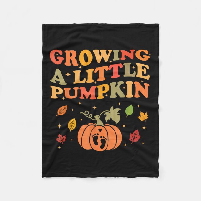 Growing A Little Pumpkin Halloween Pregnancy Annou Fleece Blanket (Front)