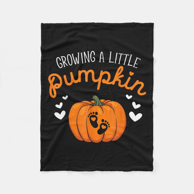 Growing A-little Pumpkin Halloween Pregnancy Annou Fleece Blanket (Front)