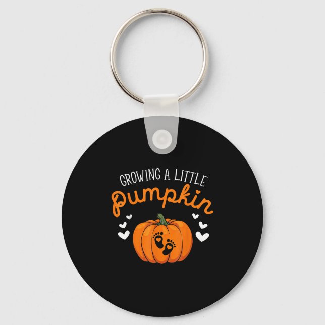 Growing A-little Pumpkin Halloween Pregnancy Annou Key Ring (Front)