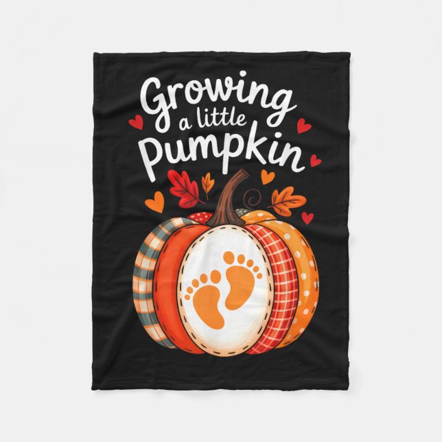Growing A Little Pumpkin Maternity Pregnancy Thank Fleece Blanket (Front)
