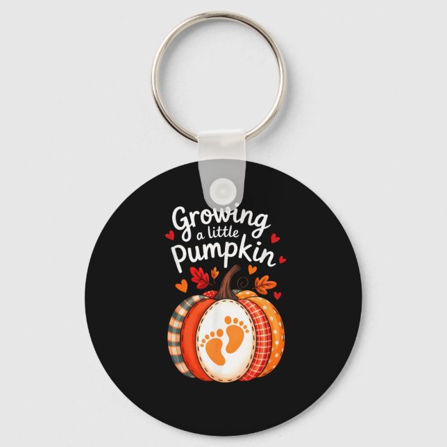 Growing A Little Pumpkin Maternity Pregnancy Thank Key Ring (Front)