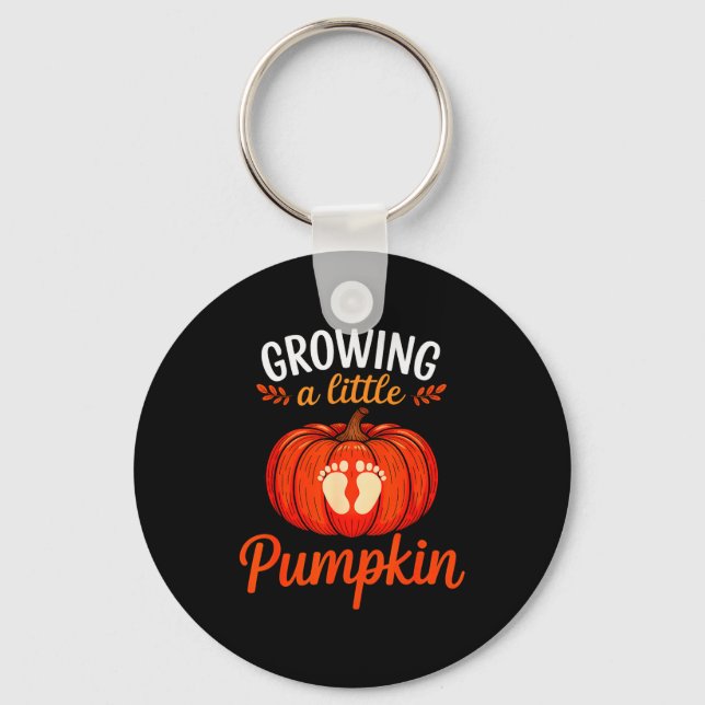 Growing A Little Pumpkin Pregnancy Thanksgiving Ma Key Ring (Front)