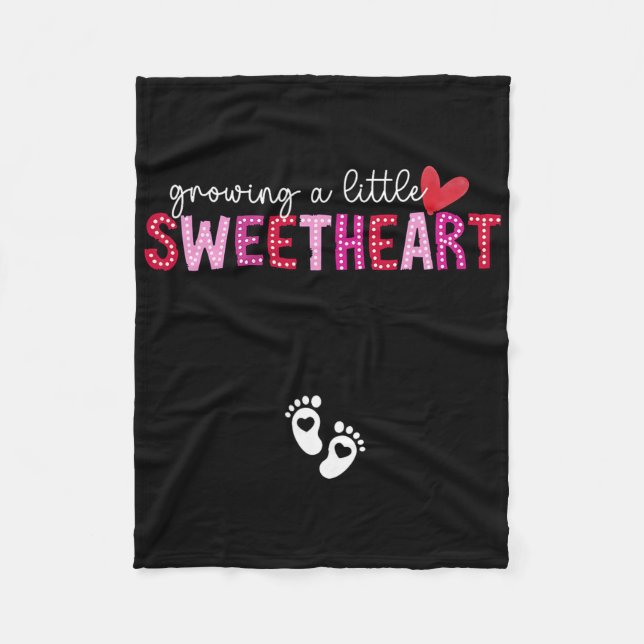 Growing A Little Sweetheart Valentine Pregnancy An Fleece Blanket (Front)