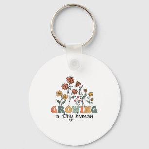 Growing A Tiny Human Floral Flowers Tee Funny Preg Key Ring