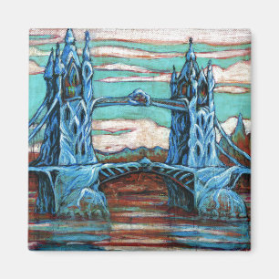 Growing Bridge in a fantasy city Magnet