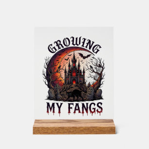 Growing Fangs Halloween Haunted Castle Black Cat M Acrylic Sign